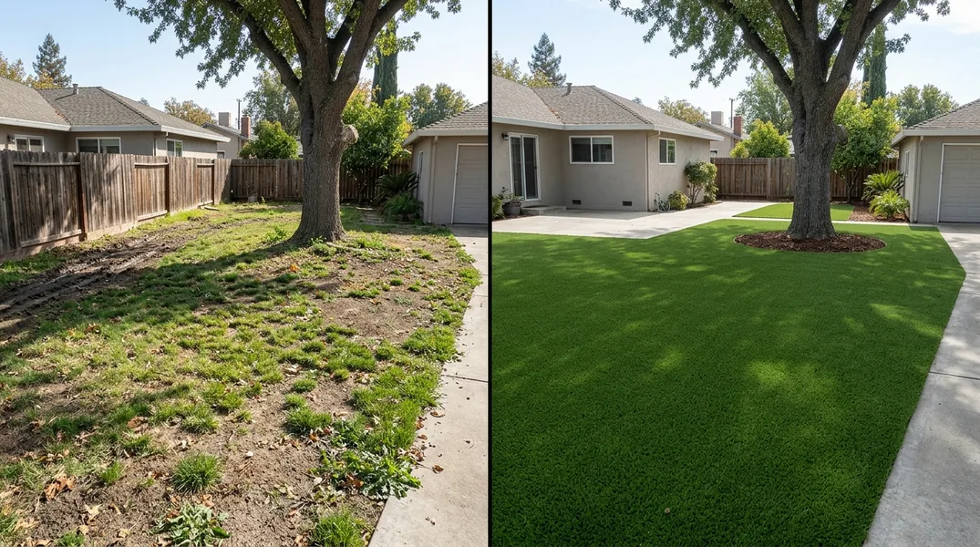 Result artificial grass installation in Stockton - Stockton Turf Installation
